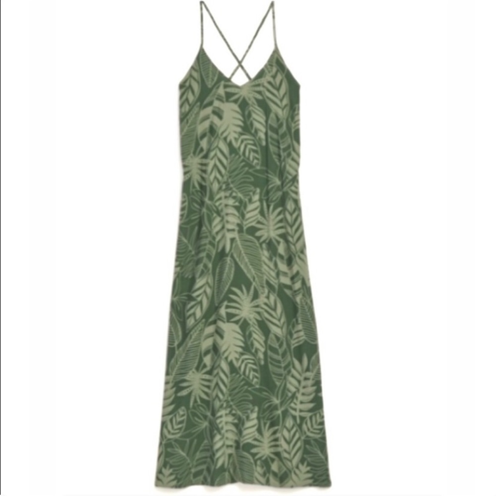 Palm print maxi dress in green